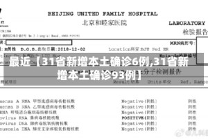 最近【31省新增本土确诊6例,31省新增本土确诊93例】