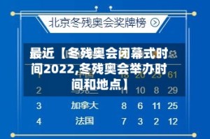 最近【冬残奥会闭幕式时间2022,冬残奥会举办时间和地点】