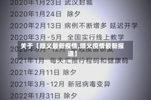 关于【顺义最新疫情,顺义疫情最新报道】