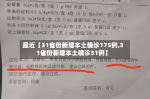 最近【31省份新增本土确诊175例,31省份新增本土确诊31例】