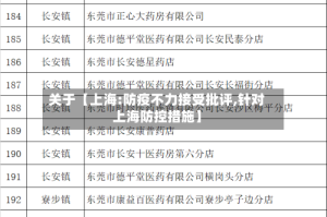 关于【上海:防疫不力接受批评,针对上海防控措施】