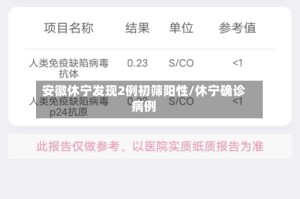 安徽休宁发现2例初筛阳性/休宁确诊病例