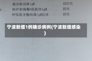宁波新增1例确诊病例(宁波新增感染)