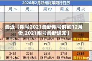 最近【限号2021最新限号时间12月份,2021限号最新通知】