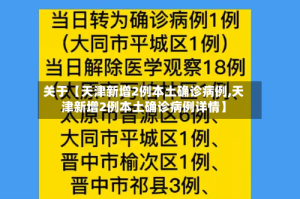 关于【天津新增2例本土确诊病例,天津新增2例本土确诊病例详情】