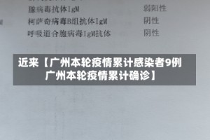 近来【广州本轮疫情累计感染者9例广州本轮疫情累计确诊】