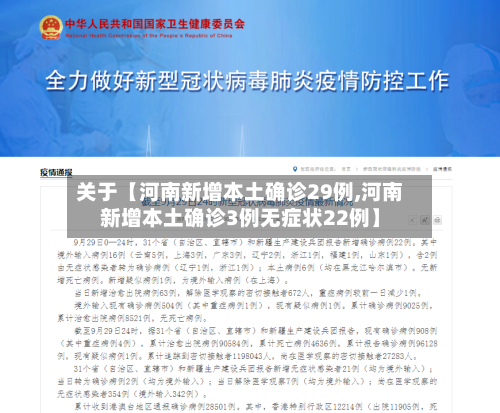 关于【河南新增本土确诊29例,河南新增本土确诊3例无症状22例】-第1张图片