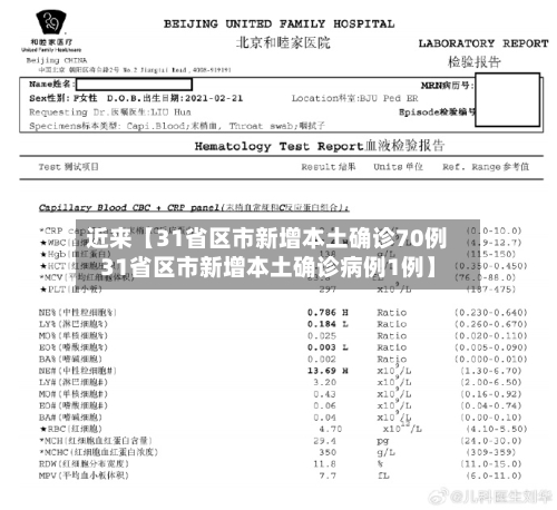 近来【31省区市新增本土确诊70例31省区市新增本土确诊病例1例】-第1张图片