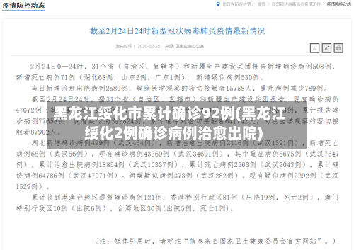 黑龙江绥化市累计确诊92例(黑龙江绥化2例确诊病例治愈出院)-第2张图片