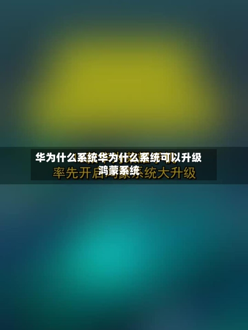 华为什么系统华为什么系统可以升级鸿蒙系统